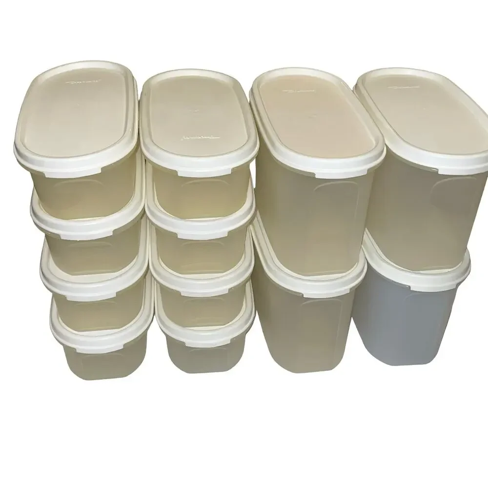 Tupperware Modular Mates Set 12 White Lids Oval 1 & 2 Food Storage Container USA